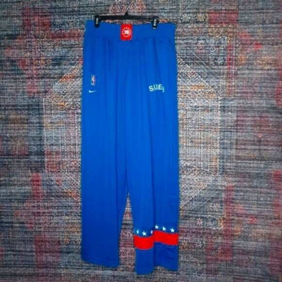 Vintage Nike men Philadelphia 76ers retro sewn snap NBA warm up pants XXLx34 EUC - Picture 1 of 8
